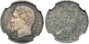 50 Centime Secondo Impero francese (1852-1870) Argento Napoleone III (1808-1873)