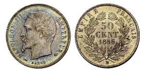 50 Centime Secondo Impero francese (1852-1870) Argento Napoleone III (1808-1873)