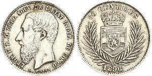 50 Centime Stato Libero del Congo (1885 - 1908) Argento Leopold II (1835 - 1909)