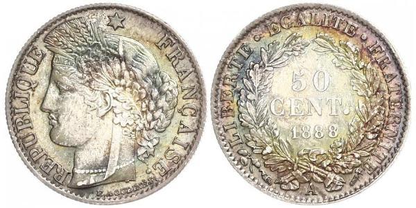 50 Centime Terza Repubblica francese (1870-1940)  Argento 