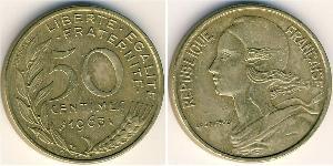 50 Centime French Fifth Republic (1958 - ) Bronze/Aluminium 