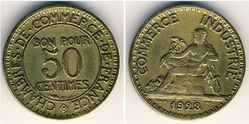 50 Centime French Third Republic (1870-1940)  Bronze/Aluminium 