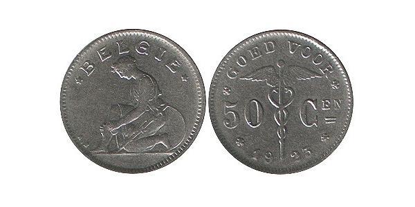 50 Centime Belgium Nickel 