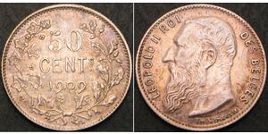 50 Centime Bélgica Plata 