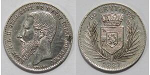 50 Centime Estado Libre del Congo (1885 - 1908) Plata Leopold II (1835 - 1909)