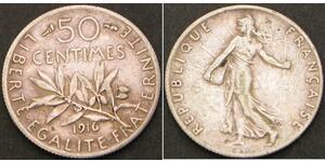 50 Centime Francia Plata 