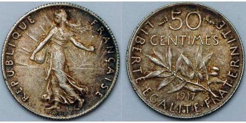 50 Centime Francia Plata 
