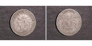 50 Centime Guadalupe / Francia Plata 