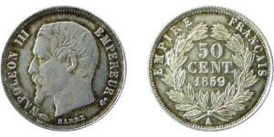 50 Centime Segundo Imperio francés (1852-1870) Plata Napoleon III (1808-1873)