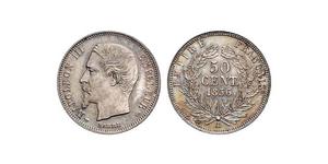 50 Centime Segundo Imperio francés (1852-1870) Plata Napoleon III (1808-1873)