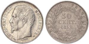 50 Centime Segundo Imperio francés (1852-1870) Plata Napoleon III (1808-1873)