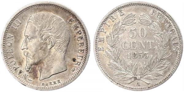 50 Centime Segundo Imperio francés (1852-1870) Plata Napoleon III (1808-1873)
