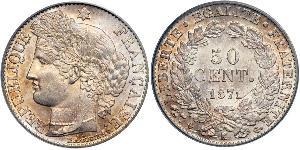 50 Centime Tercera República Francesa (1870-1940)  Plata 