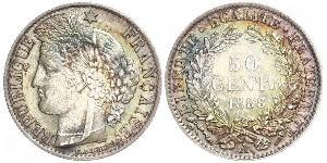 50 Centime Tercera República Francesa (1870-1940)  Plata 