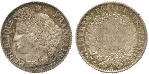 50 Centime Tercera República Francesa (1870-1940)  Plata 