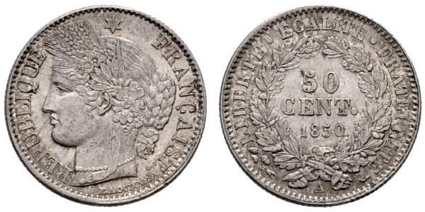 50 Centime Dritte Französische Republik (1870-1940)  Silber 