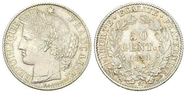 50 Centime Dritte Französische Republik (1870-1940)  Silber 