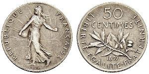 50 Centime Frankreich Silber 