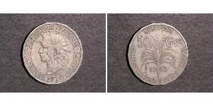 50 Centime Guadeloupe / Frankreich Silber 