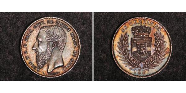 50 Centime null Silber Leopold II (1835 - 1909)