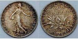 50 Centime Frankreich Silber 