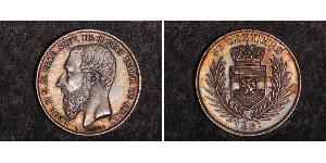 50 Centime Congo Free State (1885 - 1908) Silver Leopold II of Belgium(1835 - 1909)