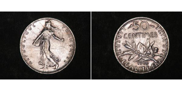 50 Centime France Silver 