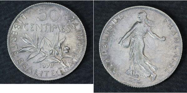 50 Centime France Silver 