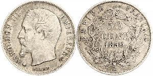 50 Centime Second French Empire (1852-1870) Silver Napoleon III (1808-1873)