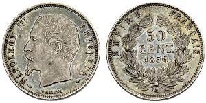 50 Centime Second French Empire (1852-1870) Silver Napoleon III (1808-1873)