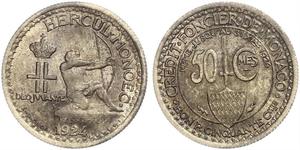 50 Centime Monaco  Louis II de Monaco (1870-1949)