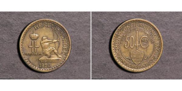 50 Centime Monaco  Louis II Prince of Monaco (1870-1949)