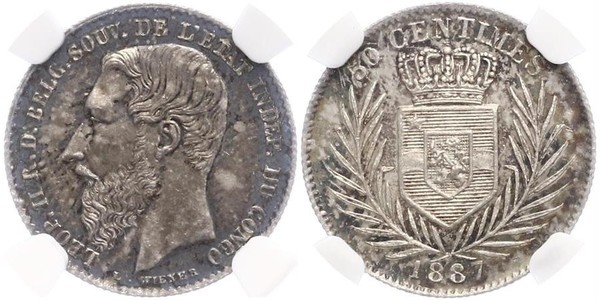 50 Centime 剛果自由邦 (1885 - 1908) 銀 利奥波德二世 (比利时)