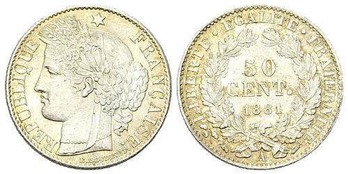 50 Centime 法兰西第三共和国 (1870 - 1940) 銀 