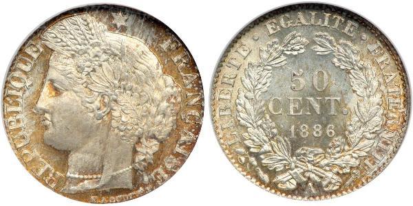 50 Centime 法兰西第三共和国 (1870 - 1940) 銀 