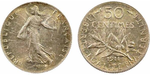 50 Centime 法国 銀 