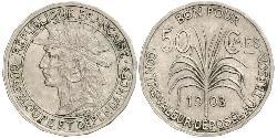 50 Centime 法国 / Guadeloupe 銀 