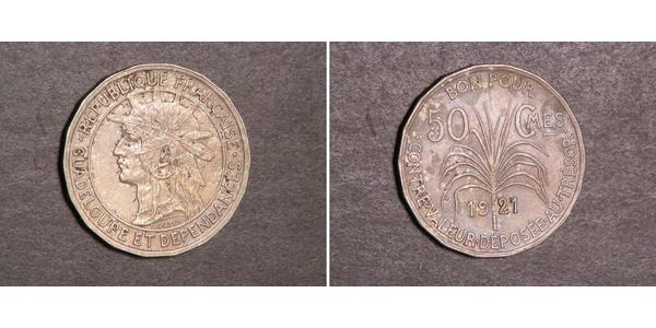 50 Centime 法国 / Guadeloupe 銀 