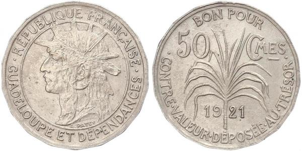 50 Centime 法国 / Guadeloupe 銀 