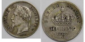 50 Centime 法蘭西第二帝國 (1852 - 1870) 銀 拿破仑三世