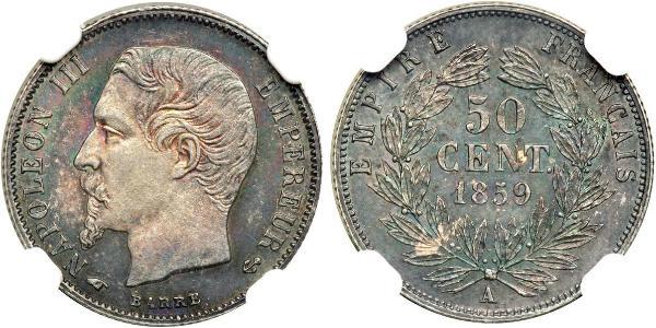 50 Centime 法蘭西第二帝國 (1852 - 1870) 銀 拿破仑三世