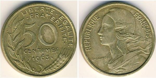 50 Centime 法蘭西第五共和國 青铜/铝 