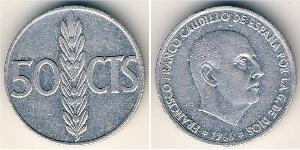 50 Centimo Espagne franquiste (1936 - 1975) Aluminium Francisco Franco(1892 – 1975)