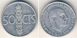 50 Centimo Francoist Spain (1936 - 1975) Aluminium Francisco Franco (1892 – 1975)