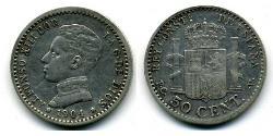 50 Centimo Kingdom of Spain (1874 - 1931) Argent Alfonso XIII of Spain (1886 - 1941)