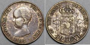 50 Centimo Kingdom of Spain (1874 - 1931) Argent 