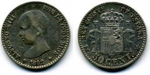 50 Centimo Kingdom of Spain (1874 - 1931) Argent 