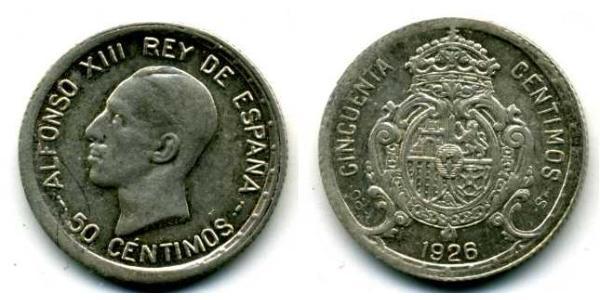 50 Centimo Kingdom of Spain (1874 - 1931) Argento 