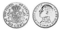 50 Centimo Kingdom of Spain (1874 - 1931) Plata Alfonso XIII of Spain (1886 - 1941)