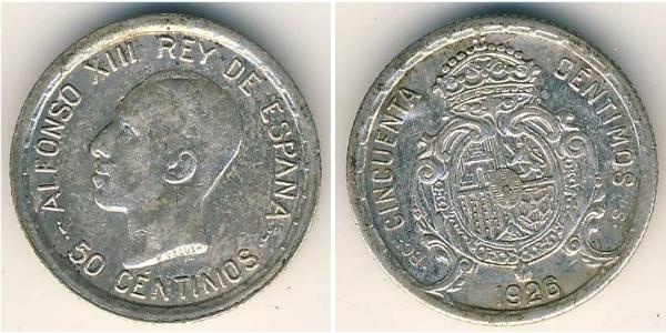 50 Centimo Kingdom of Spain (1874 - 1931) Plata Alfonso XIII of Spain (1886 - 1941)
